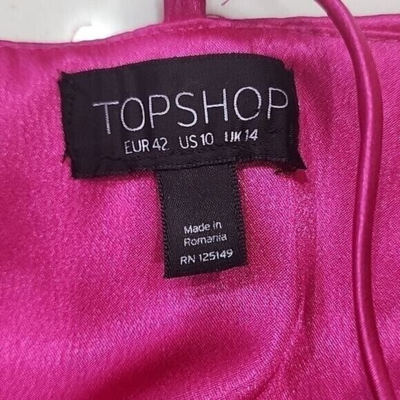 Topshop Pink Silky Slip Mini Dress Party Women's 10 - Picture 4 of 6